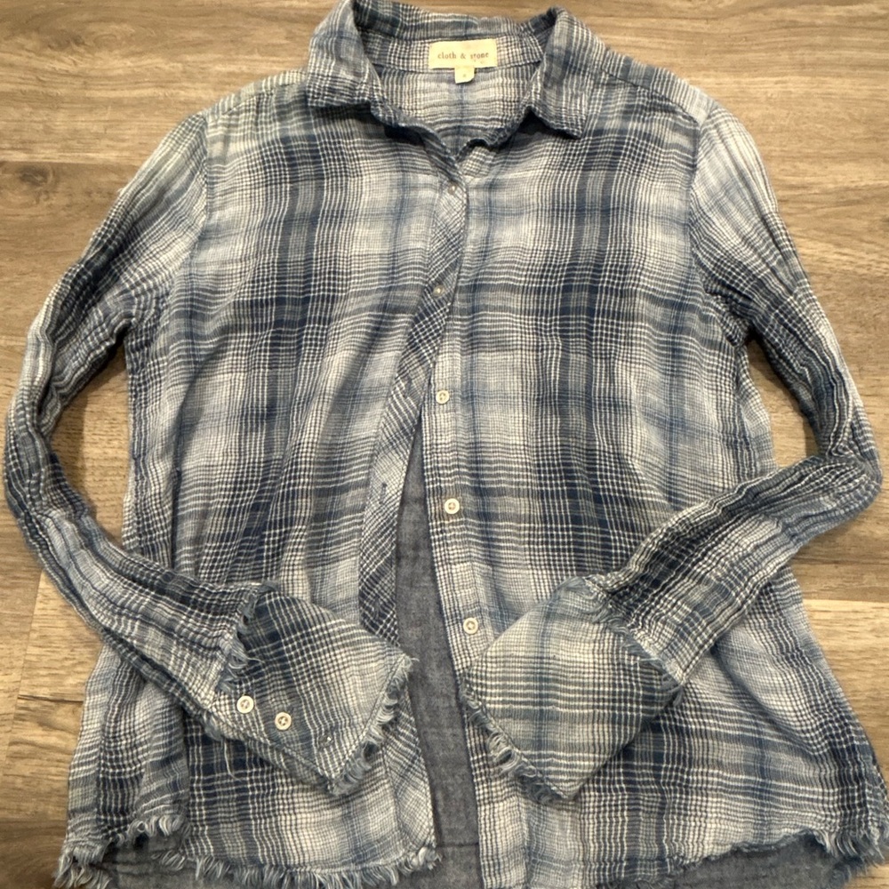 Cloth & Stone Blue and White Textured Shirt